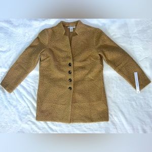 Carole Wren womens long sleeve fuzzy tan button front jacket size PL